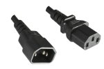 Cable IEC con sección extragrande de 1,5 mm², C13 a C14, alargador, VDE, negro, 1,80 m